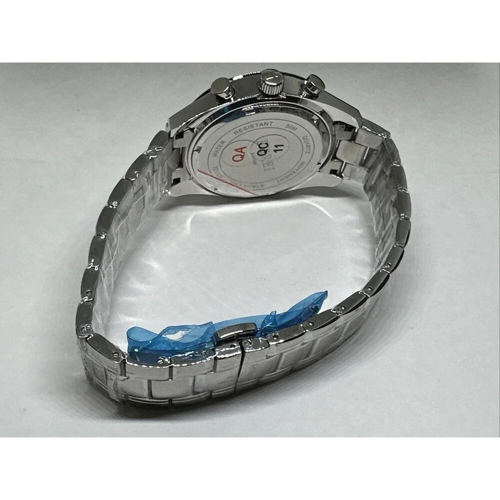 Burei B-7005 Men's Silver Stainless Steel Analog White Dial Quartz Watch XOB26
